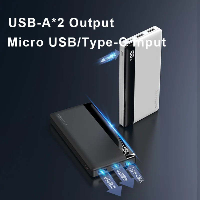 Power Bank 10000mAh con Doppia Porta USB e Display LED